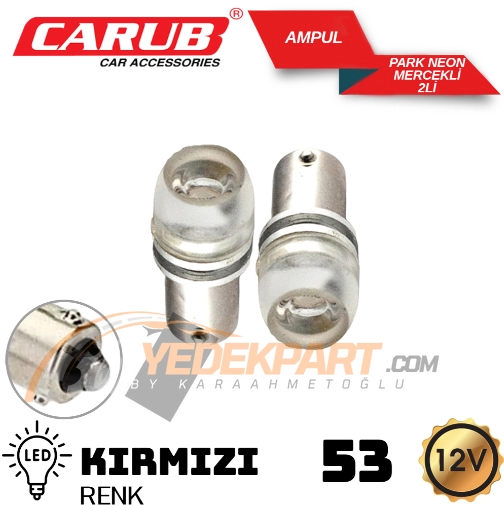 CARUB Ampul 12V Neon 53 Park Kırmızı Mercekli